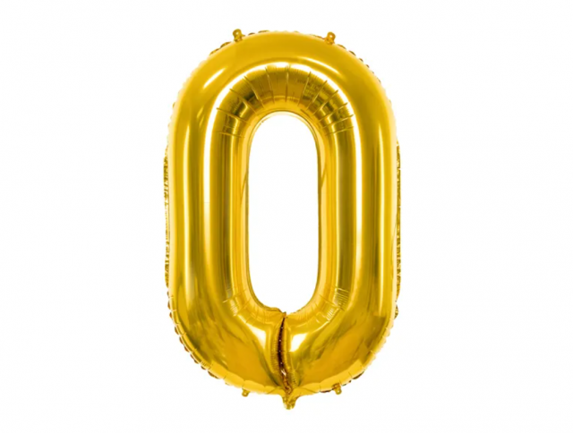 Fóliová ČÍSLICE 0, zlatá barva, velikost 86cm (zn. PartyDeco)