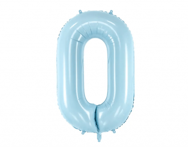Fóliová ČÍSLICE 0, světle modrá barva, velikost 86cm (zn. PartyDeco)