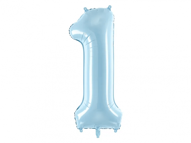 Fóliová ČÍSLICE 1, světle modrá barva, velikost 86cm (zn. PartyDeco)