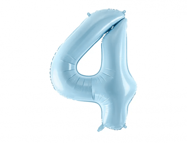Fóliová ČÍSLICE 4, světle modrá barva, velikost 86cm (zn. PartyDeco)
