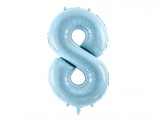 Fóliová ČÍSLICE 8, světle modrá barva, velikost 86cm (zn. PartyDeco)
