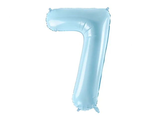 Fóliová ČÍSLICE 7, světle modrá barva, velikost 86cm (zn. PartyDeco)