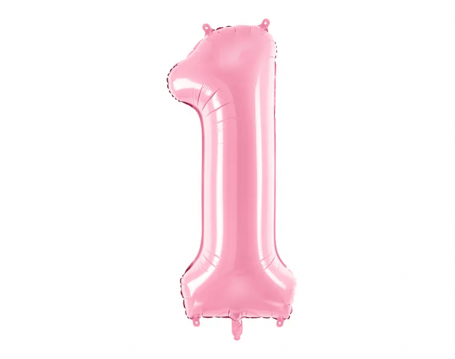 Fóliová ČÍSLICE 1, světle růžová barva, velikost 86cm (zn. PartyDeco)