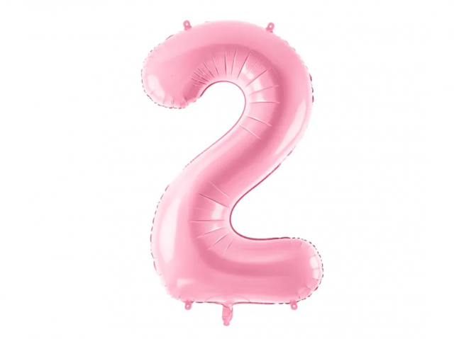 Fóliová ČÍSLICE 2, světle růžová barva, velikost 86cm (zn. PartyDeco)