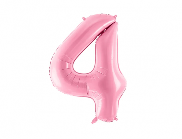 Fóliová ČÍSLICE 4, světle růžová barva, velikost 86cm (zn. PartyDeco)