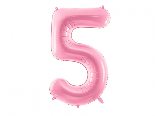 Fóliová ČÍSLICE 5, světle růžová barva, velikost 86cm (zn. PartyDeco)