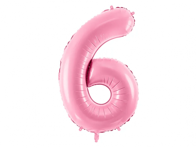 Fóliová ČÍSLICE 6, světle růžová barva, velikost 86cm (zn. PartyDeco)