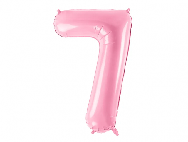 Fóliová ČÍSLICE 7, světle růžová barva, velikost 86cm (zn. PartyDeco)