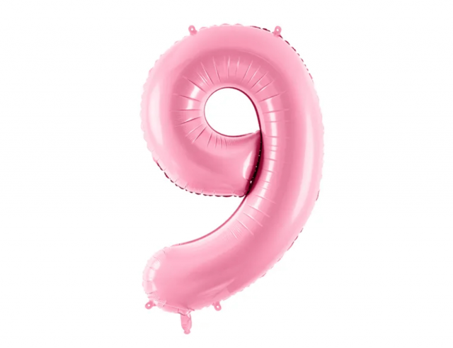 Fóliová ČÍSLICE 9, světle růžová barva, velikost 86cm (zn. PartyDeco)