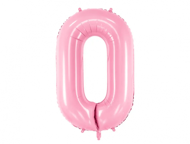 Fóliová ČÍSLICE 0, světle růžová barva, velikost 86cm (zn. PartyDeco)