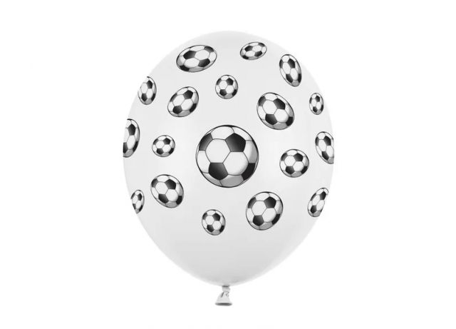 Latexový balónek Fotbalový míč, pastelový bílý, 30cm (zn. StrongBalloons) - 1 ks