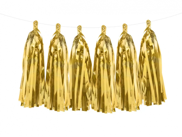 Girlanda se střapci, 0.3x1.5m, zlatá barva (zn. PartyDeco)