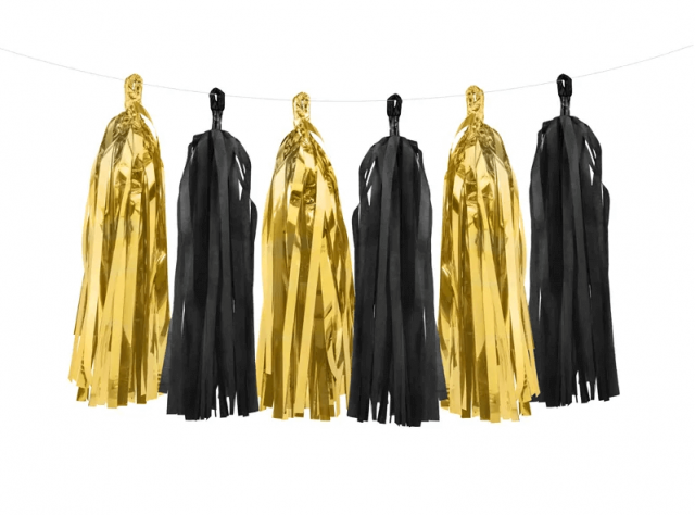 Girlanda se střapci, 0.3x1.5m, černozlaté (zn. PartyDeco)