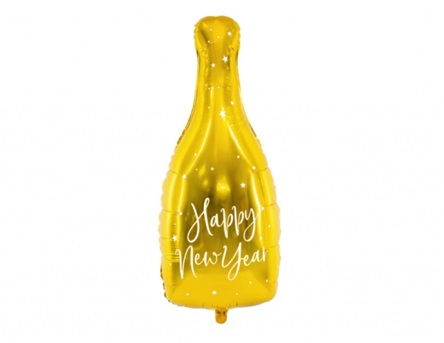 Fóliový balónek sklenička Happy New Year, zlatá barva (zn. PardtyDeco)