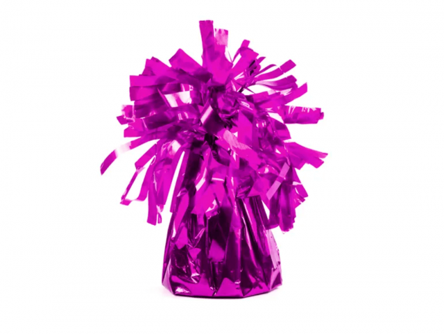 Těžítko na balónky - fóliové s třásněmi, tmavě růžové, 150g (zn. PartyDeco)