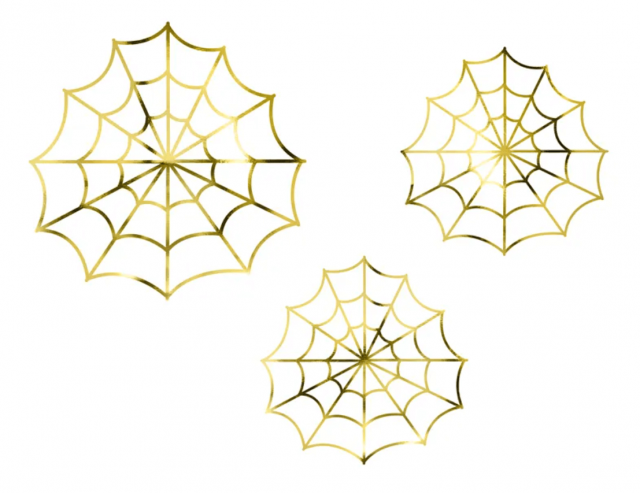 Papírová dekorace - pavučina zlatá, set 3ks (zn. PartyDeco)