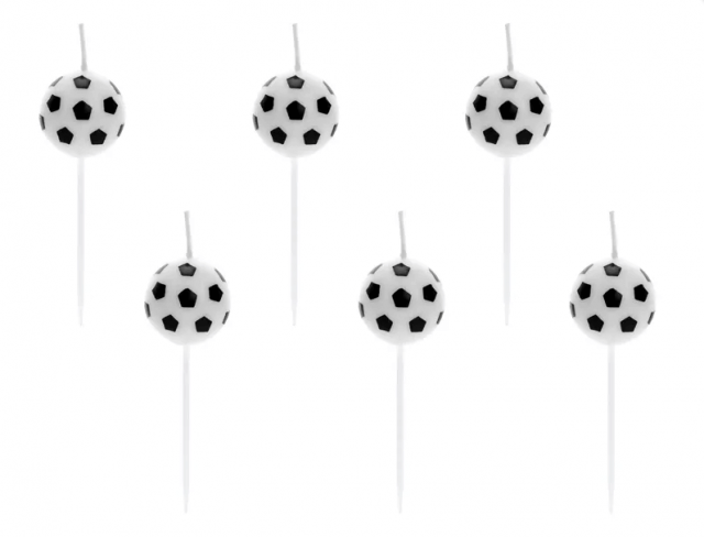 Narozeninové svíčky Fotbalový míč, 2x3cm, set 6ks (zn. PartyDeco)