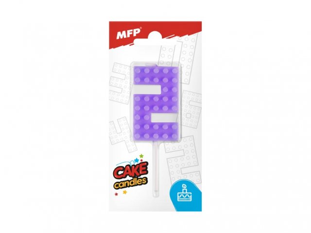 Dortová svíčka, ČÍSLICE 8, lego design, fialová barva (zn. MFP)