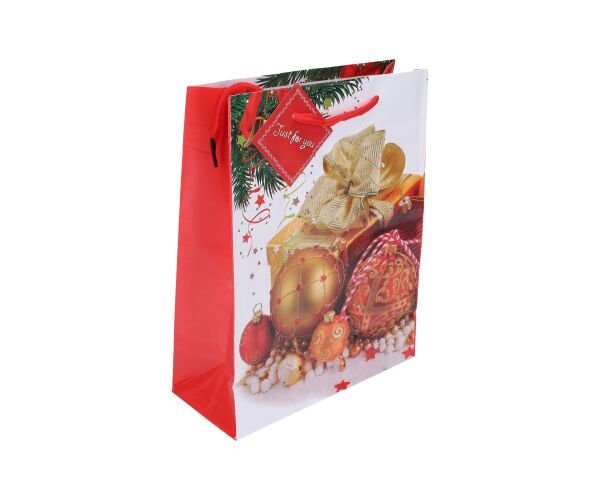 Dárková taška Vánoce bílo-červená, velikost L 32x44x11cm (zn. WIKY)