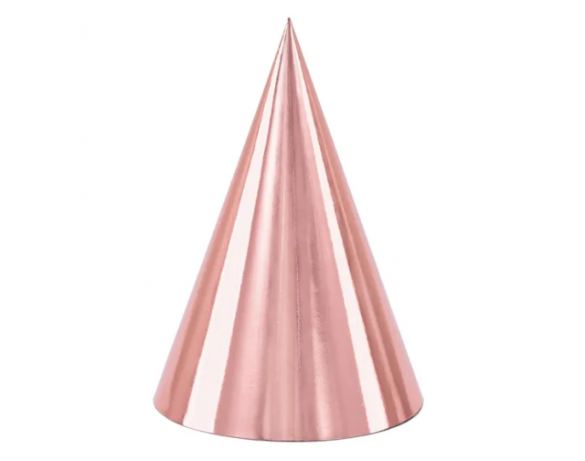 PARTY kloboučky, rosegold barva, set 6ks (zn. PartyDeco)