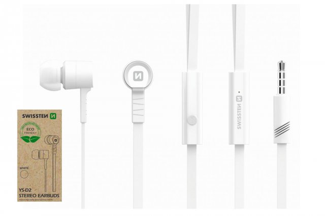 SWISSTEN sluchátka Earbuds Rainbow YS-D2, bílé (ECO BALENÍ)