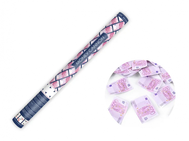Vystřelovací konfety, EURO bankovky peníze, délka 60cm (zn. PartyDeco)