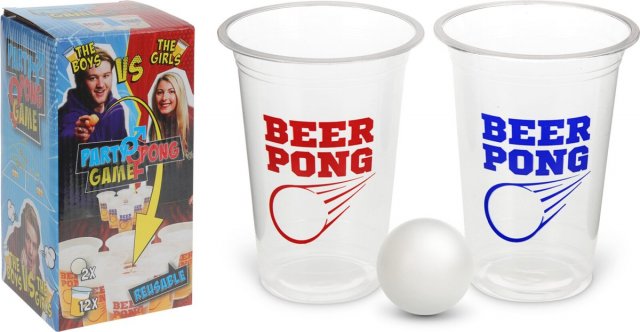 BEER PONG GAME sada - 12 kelímků a 2 míčky (14 ks)