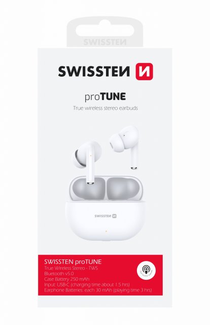 SWISSTEN Bluetooth TWS sluchátka proTUNE, bílé