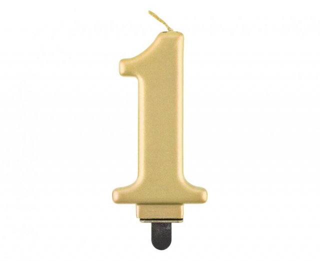 Svíčka na dort, ČÍSLICE 1, zlatá metalická barva - velikost 8cm (zn. Godan-kolekce Beauty&Charm)