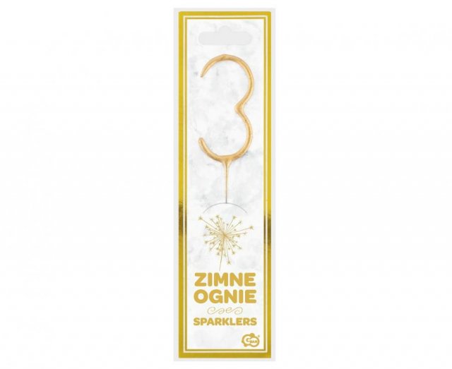 Zapichovací prskavka ČÍSLICE 3, zlatá barva (zn. Godan)