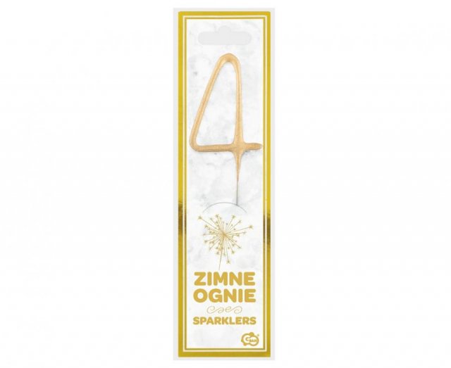 Zapichovací prskavka ČÍSLICE 4, zlatá barva (zn. Godan)