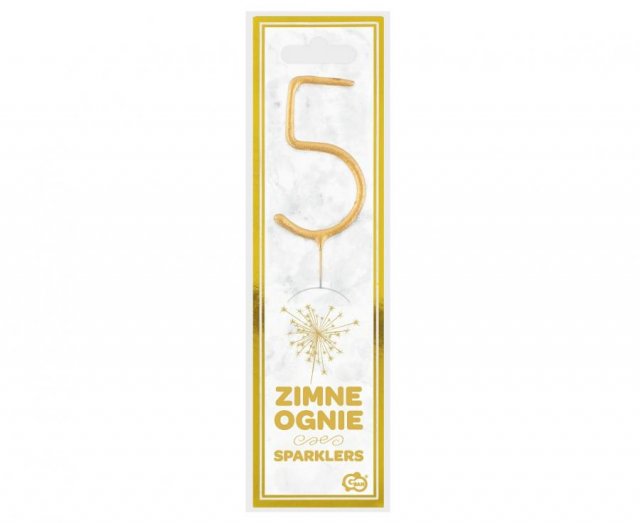 Zapichovací prskavka ČÍSLICE 5, zlatá barva (zn. Godan)