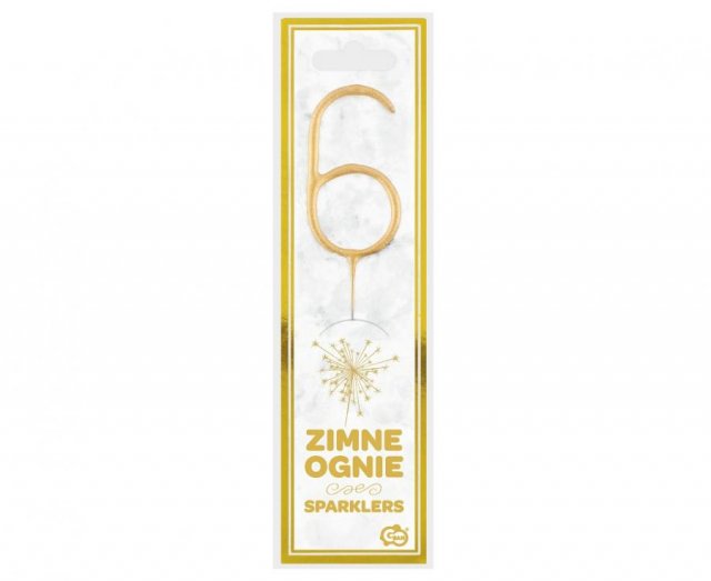 Zapichovací prskavka ČÍSLICE 6, zlatá barva (zn. Godan)