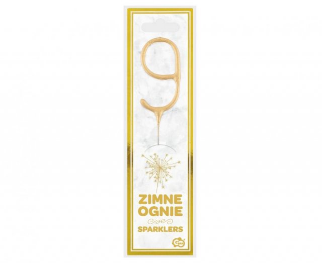 Zapichovací prskavka ČÍSLICE 9, zlatá barva (zn. Godan)