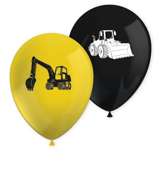 Stavební stroje - 8ks latexové balónky 28cm
