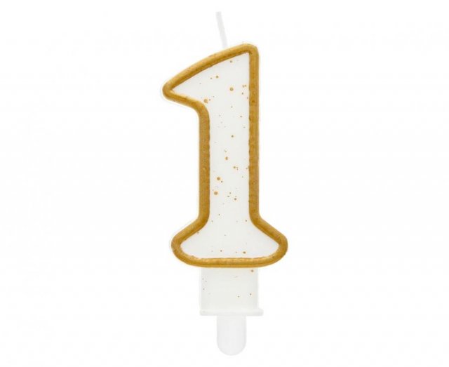 Dortová svíčka, ČÍSLICE 1, zlatá barva - obrys, velikost 7.5cm (zn. Godan)