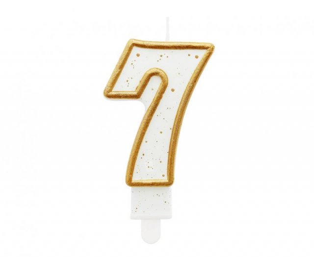Dortová svíčka, ČÍSLICE 7, zlatá barva - obrys, velikost 7.5cm (zn. Godan)
