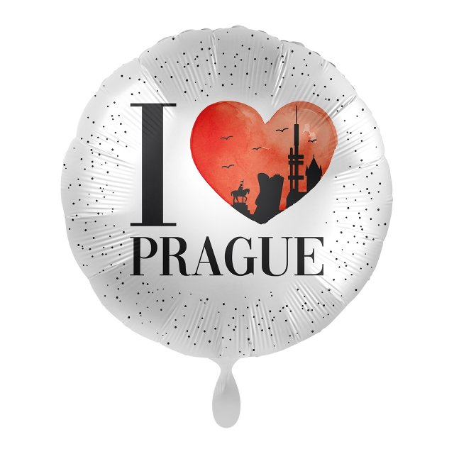 Kruh I LOVE PRAGUE CZ 43 cm - fóliový balónek