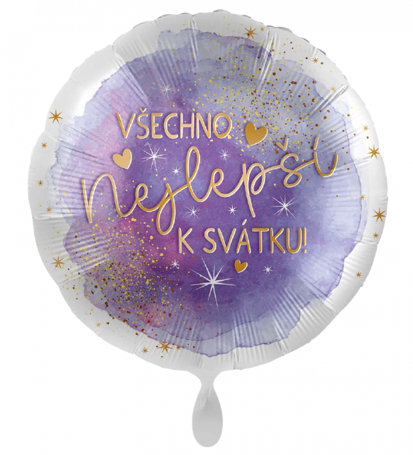 Kruh Všechno nejlepší k svátku CZ 43 cm - fóliový balónek