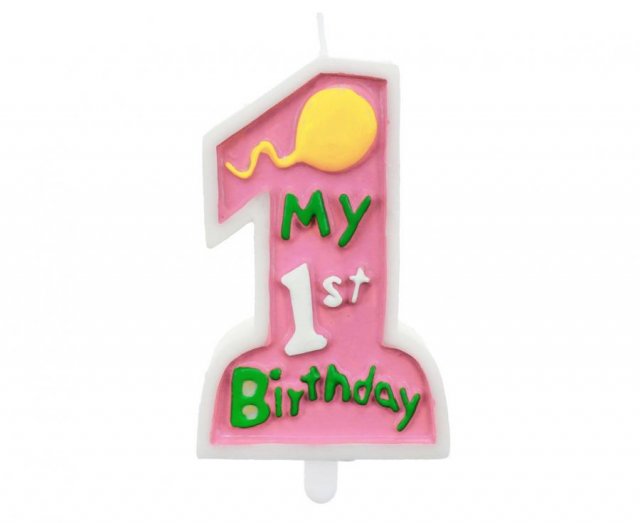 Svíčka moje 1. narozeniny / My 1st birthday - pro holčičku, růžová (zn. Godan)