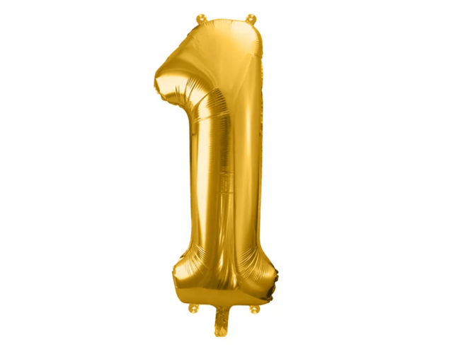 Fóliová ČÍSLICE 1, zlatá barva, velikost 86 cm (zn. PartyDeco)