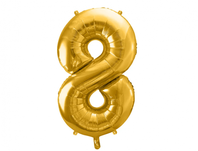 Fóliová ČÍSLICE 8, zlatá barva, velikost 86cm (zn. PartyDeco)