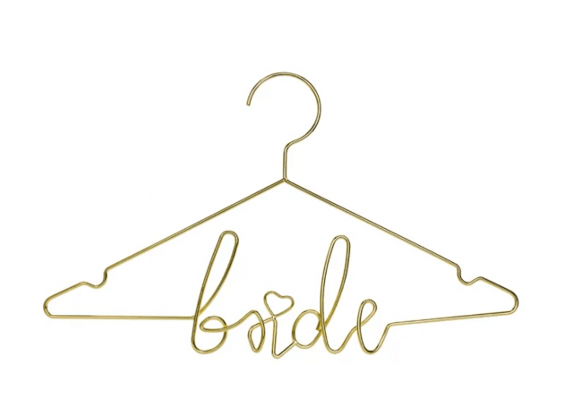 Svatební kovové ramínko Bride pro nevěstu, zlaté (zn. PartyDeco)