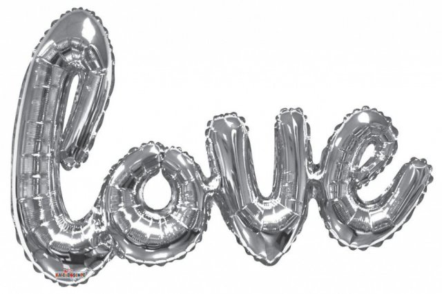 Fóliový balónek 91 cm - love - stříbrný