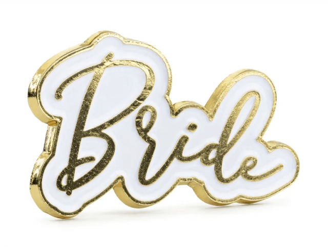 Odznak Bride na rozlučku se svobodou, kovový, 3.5x2cm (zn. PartyDeco)