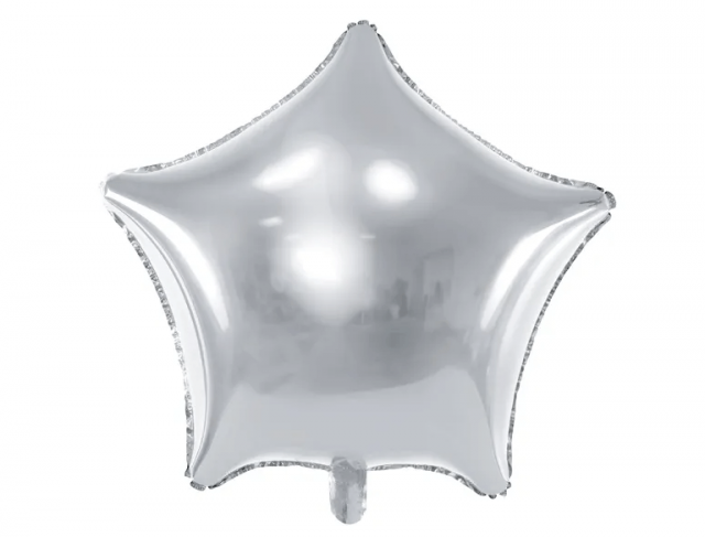 Fóliový balónek Hvězda - stříbrná barva, 48cm (zn. PartyDeco)