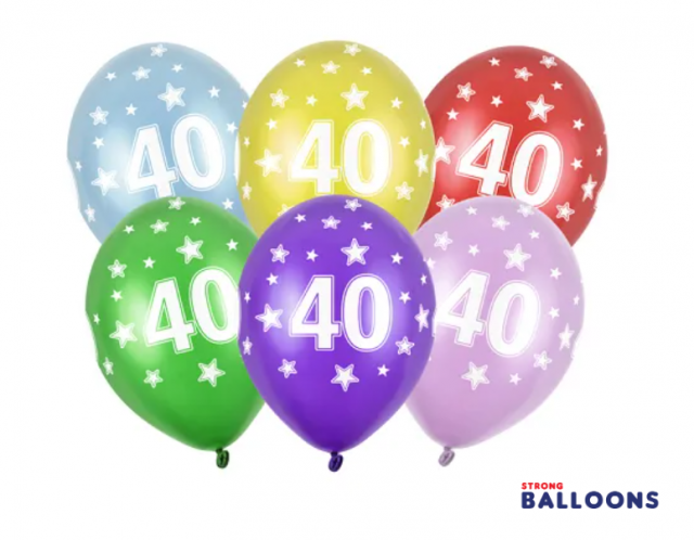 Latexový balónek pro 40. narozeniny, pastelový, mix barev, velikost 30cm (zn. StrongBalloons)