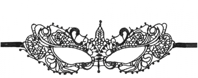 Krajková karnevalová maska, černá, 20 x 7,3 cm