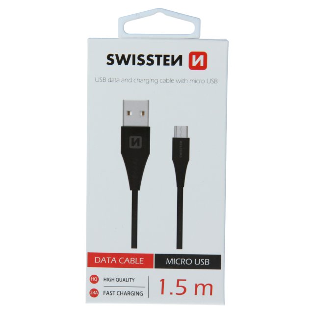 Datový kabel USB-A na micro USB, délka 1.5m (zn. SWISSTEN)