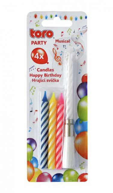 Zpívající dortová svíčka "HAPPY BIRTHDAY" +4 svíčky